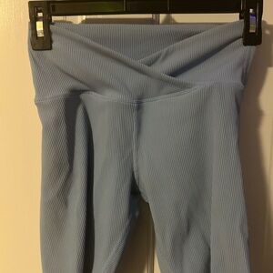 Women's Blue Ribbed Bike Shorts